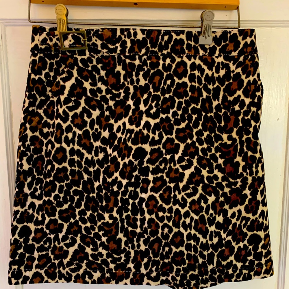 J. Crew leopard corduroy skirt